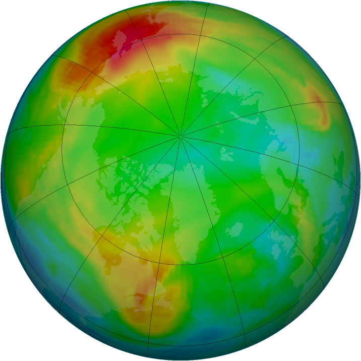 Arctic ozone map for 05 January 1989